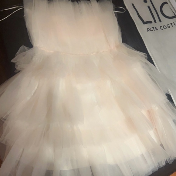 Lila Wedding Dress Bridal Gown Beaded Lace Bodice small Size Custom made - Picture 7 of 12